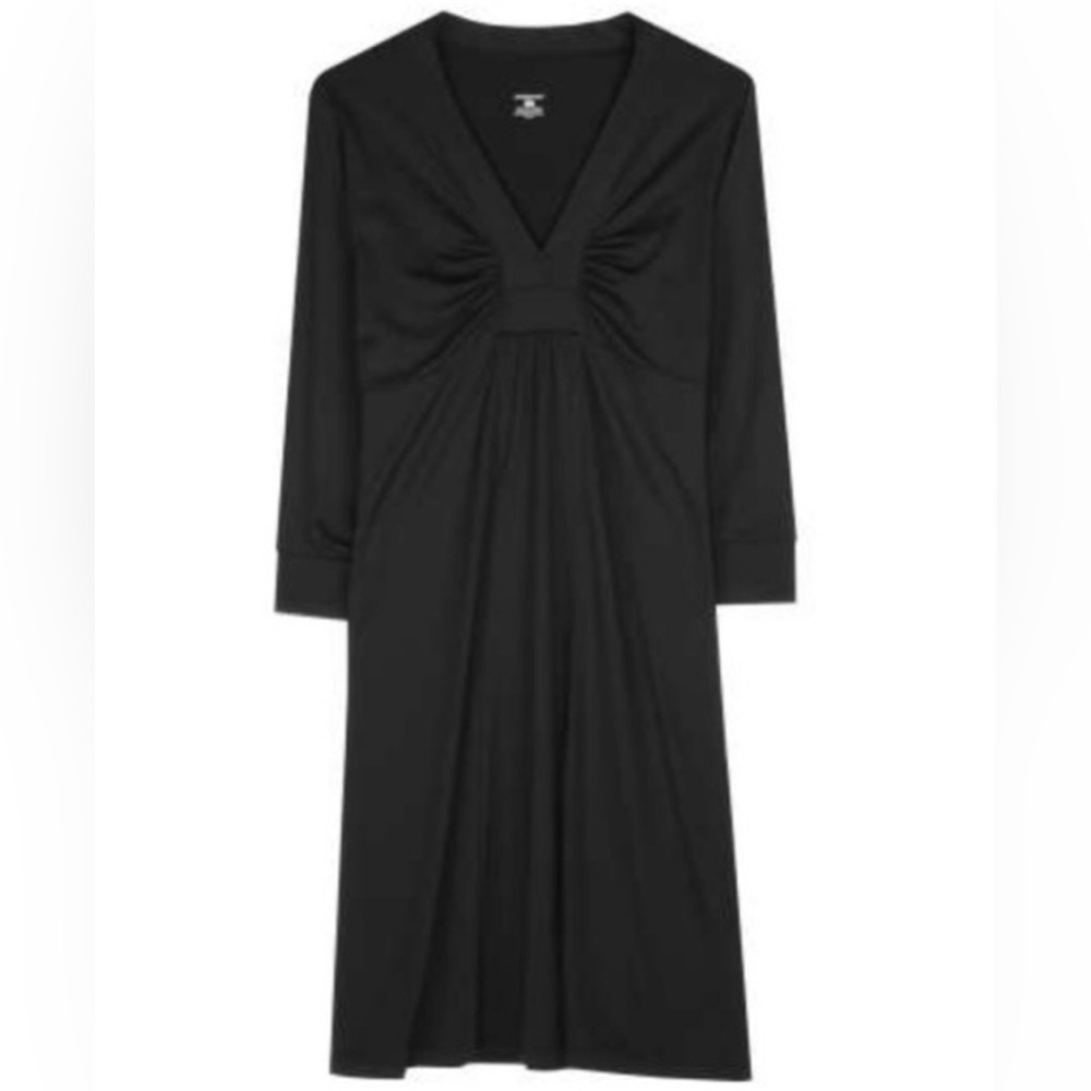 Patagonia Black V Neck 3/4‎ Sleeve Respite Stretch Comfortable Dress Size Large